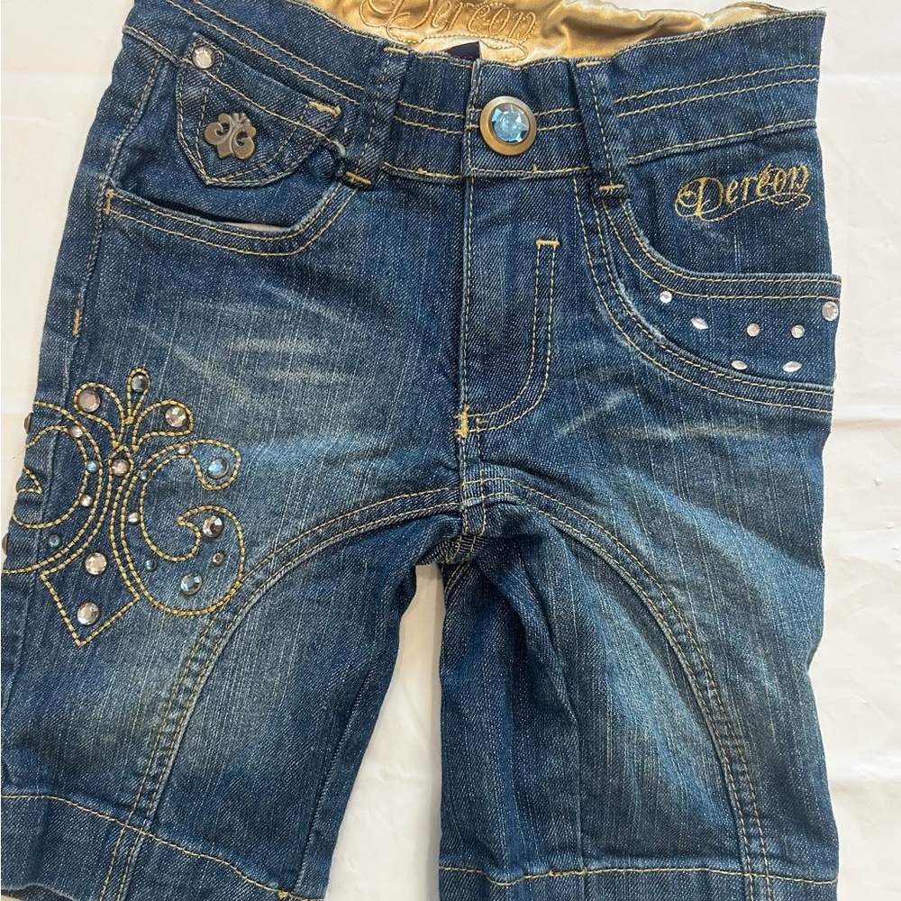 Dereon Blue Embellished Denim Shorts